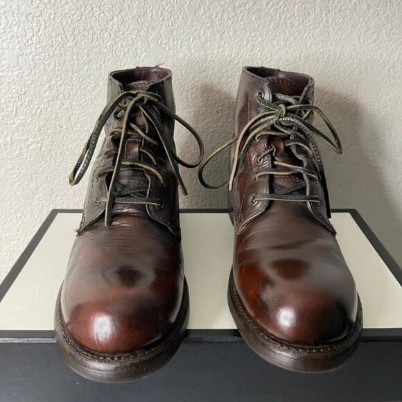 Frye Men's Brown Leather Ankle Boots Lace Up Size 9 D Made In Mexico - Picture 1 of 14